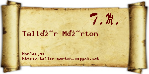 Tallér Márton névjegykártya