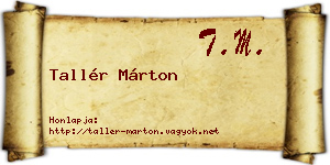 Tallér Márton névjegykártya
